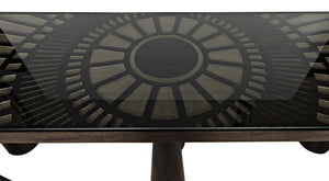 Tutankhamun Ebony Walnut Console with Glass Detailing