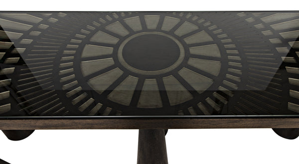 Tutankhamun Ebony Walnut Console with Glass Detailing
