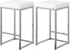 Pearl Stool In White Faux Leather and Chrome