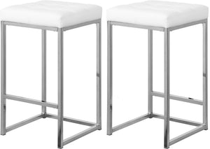 Pearl Stool In White Faux Leather and Chrome