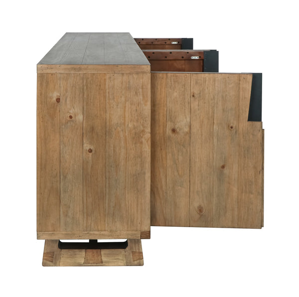 Lyra Solid Wood 4Dr Buffet in Smoke Brown Finish
