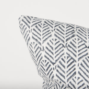Jennelle Cream w/ Indigo Print Linen Square Decorative Pillow Cover