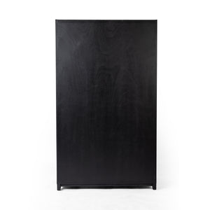 Millie Panel & Glss Door Cabinet In Mtt Blk