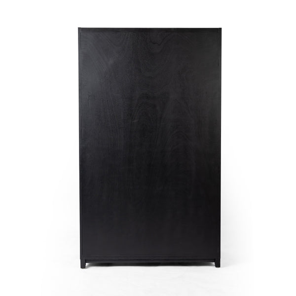 Millie Panel & Glss Door Cabinet In Mtt Blk