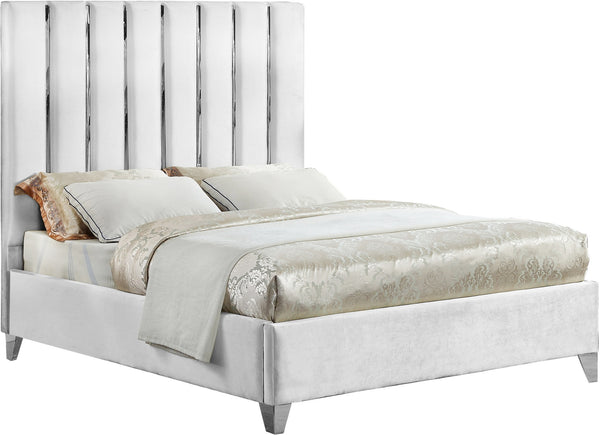 Donnie King Bed In White Velvet