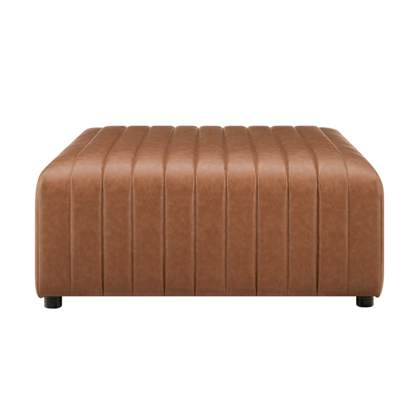 Harland Faux Leather Square Coffee Table/Ottoman, Vintage Cider
