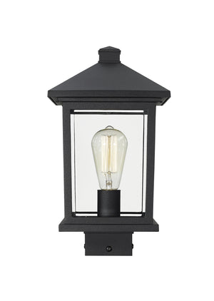 Portland 1 Light Post Mount Light in Black Finish