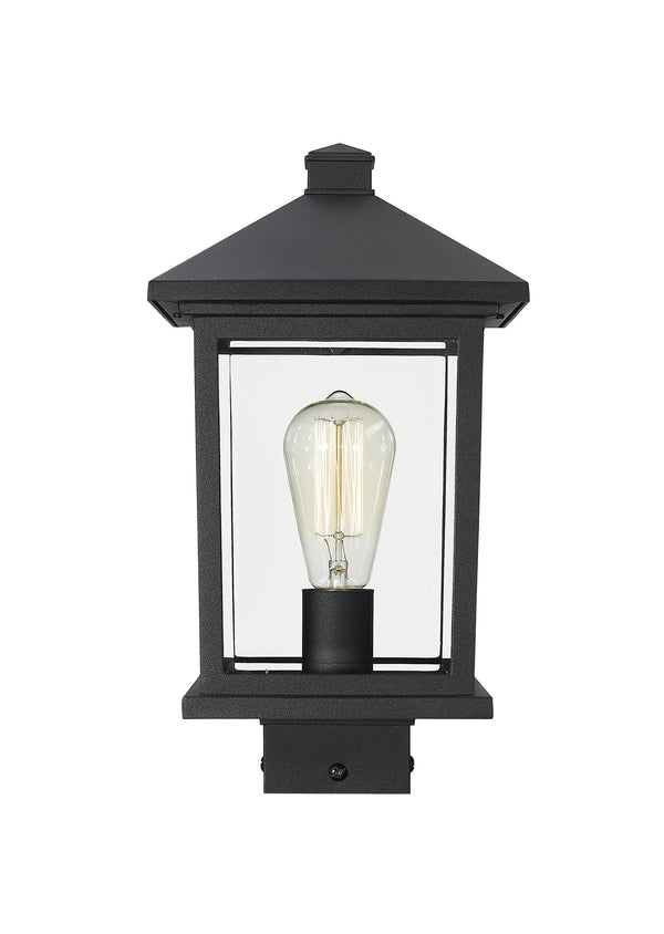 Portland 1 Light Post Mount Light in Black Finish