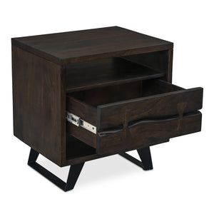 Madagascar Nightstand in Dark Brown Acacia