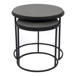 Roost Nesting Tables Black Lava Stone and Iron