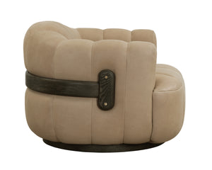 TADEO SWIVEL ARMCHAIR - DARK BROWN - SAHARA SAND LEATHER