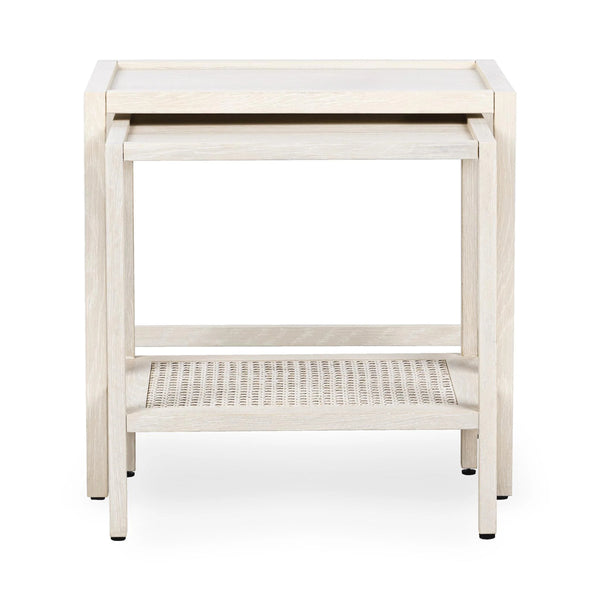 Devin Solid Wood Nesting Tables in Milk White
