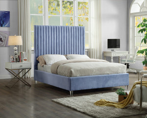 Fredrick Full Bed In Sky Blue Velvet