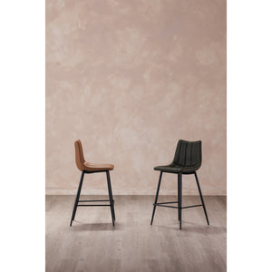 Moe's Alibi Barstool Set of Two in Tan Vegan Leather