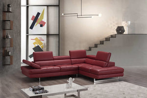 Eliza Italian Leather Sectional Red In Right hand Facing
