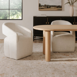 Moe's Barrow Rolling Dining Chair in White Mist