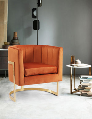 Dallas Accent Chair In Cognac Velvet