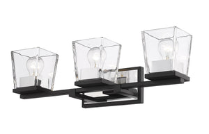 Bleeker Street 3 Light Vanity in Matte Black + Chrome Finish