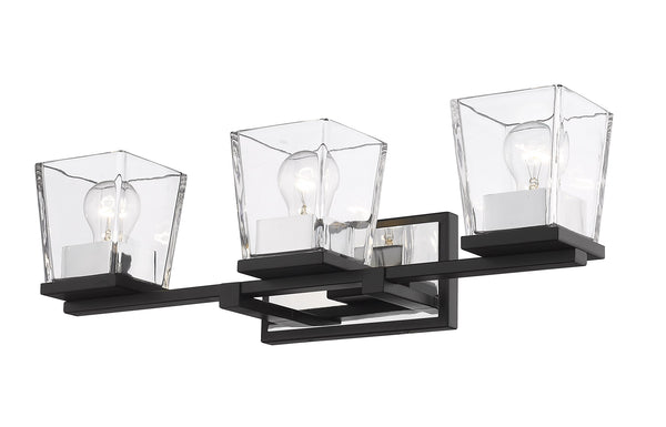 Bleeker Street 3 Light Vanity in Matte Black + Chrome Finish