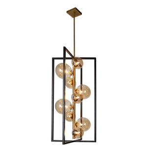 9Lt Pendant, Matte Black & Vintage Bronze