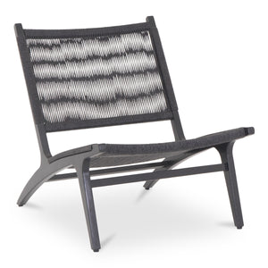 Palma Outdoor Lounge Chair in Black Teak and Wicker