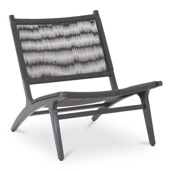 Palma Outdoor Lounge Chair in Black Teak and Wicker