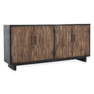 Anton Solid Wood 4Dr Cabinet in Black-Natural Finish