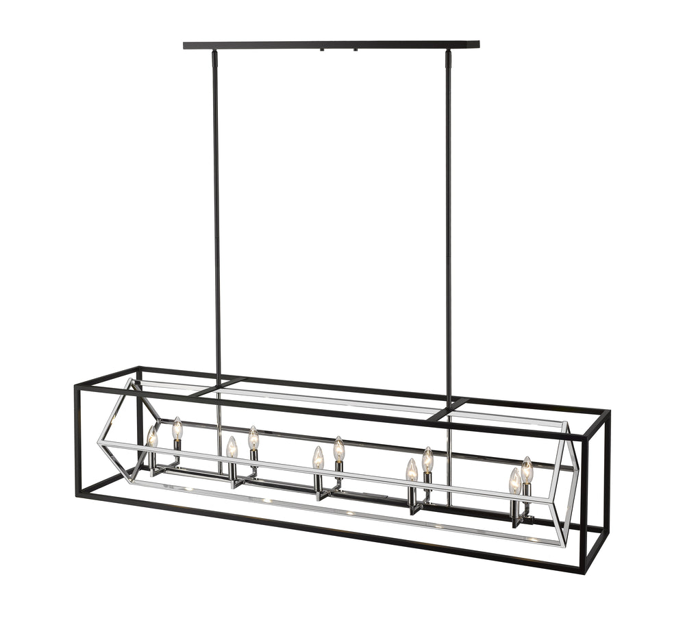Euclid 10 Light Island/Billiard in Chrome + Matte Black Finish