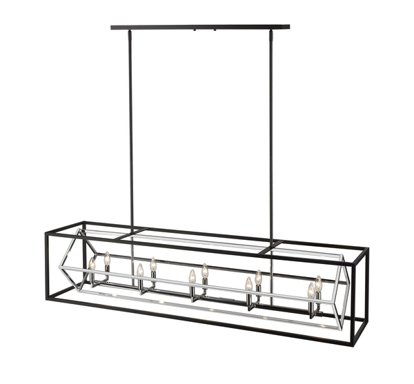 Euclid 10 Light Island/Billiard in Chrome + Matte Black Finish