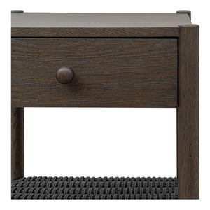 Millie Nightstand with Black Rope and Oak Legs