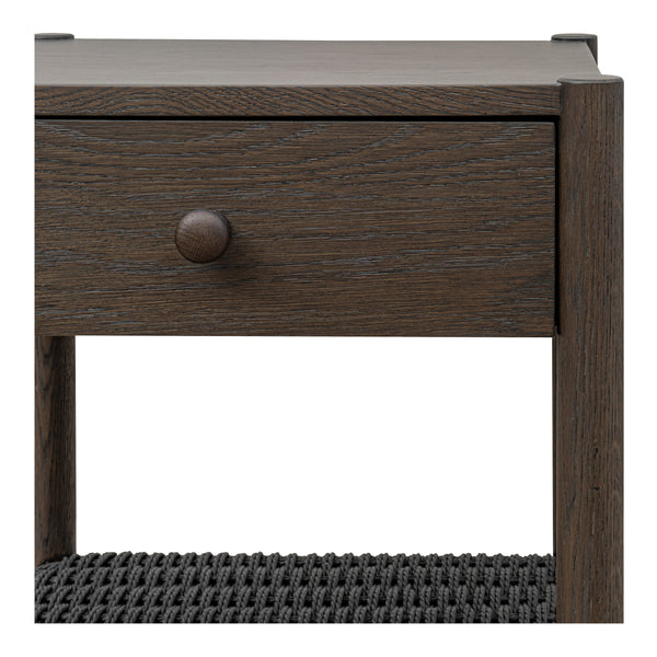 Millie Nightstand with Black Rope and Oak Legs