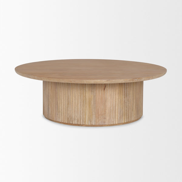 Terra 48L x 48W x 15H Light Brown Wood Round Coffee Table