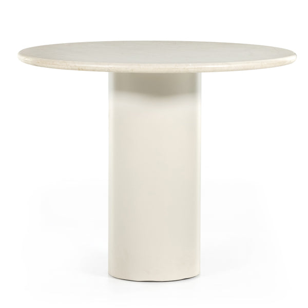 Belle Round Dining Table In Cream Marble