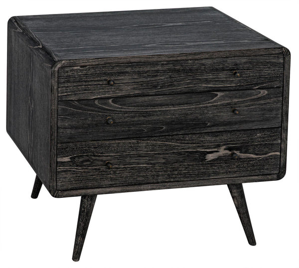 Bart Chest in Cinder Black Mindi and Veneer with Brass Pulls