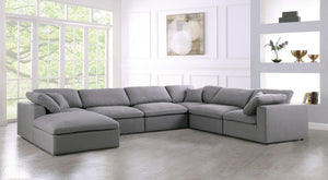 Carmen Cloud Modular Sectional In Grey Linen Fabric