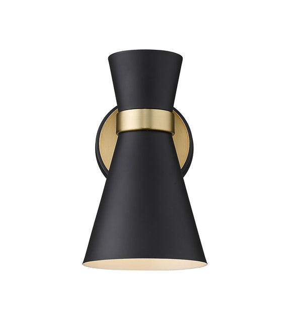 Soriano 1 Light Wall Sconce in Matte Black + Heritage Brass Finish