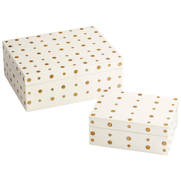 Dot Crown Container in White and Brass