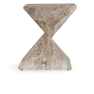 Adler Outdoor Concrete Accent Table in Brown/Ivory