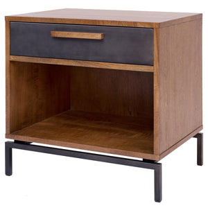 Bellevue End Table 1 Drawer Graphite Metal Legs In Monterey Brown