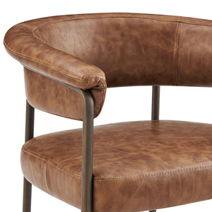 Kaiden KD Faux Leather Counter Stool, Antique Cigar Brown 