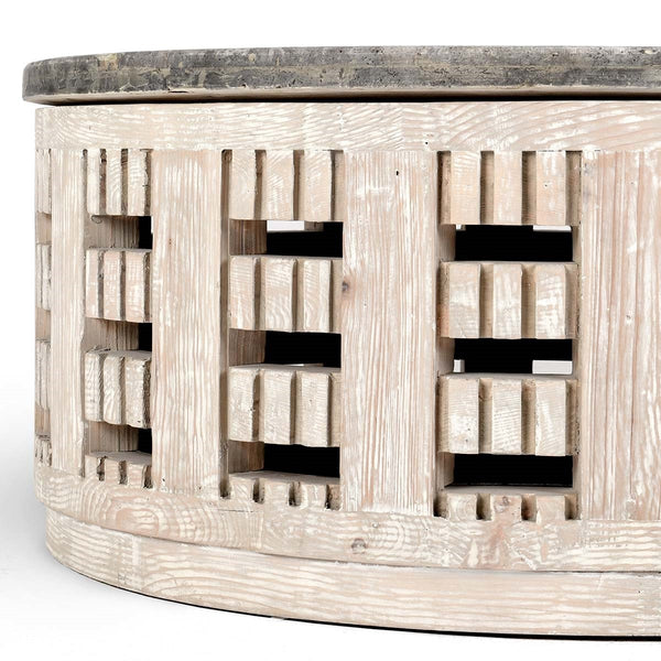 Becky Solid Wood Round Coffee Table - Vintage Cream