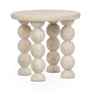 Adir Solid Wood Round End Table with Sphere Legs - White Washed Cream