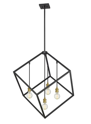 Vertical 4 Light Pendant in Bronze + Olde Brass Finish
