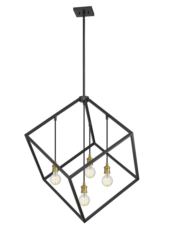 Vertical 4 Light Pendant in Bronze + Olde Brass Finish