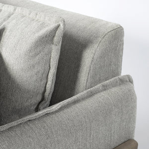 Roy II Frost Gray Upholstered and Brown Wood Frame Arm Chair