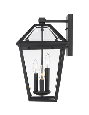 Talbot 3 Light Outdoor Wall Sconce in Black Finish