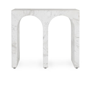 Marmo Outdoor Rectangle End Table - Ivory/Gray