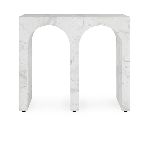 Marmo Outdoor Rectangle End Table - Ivory/Gray