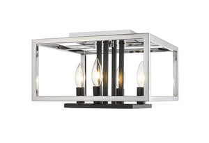 Quadra 4 Light Flush Mount in Chrome + Black Finish