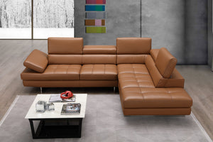 Eliza Italian Leather Sectional Caramel In Right Hand Facing